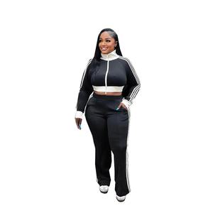 Custom <b>Women</b> Crop Top and <b>Sweatpants</b> Tracksuit Wholesale Oversized Streetwear Set Casual Sportswear OEM Factory Manufacturer - Product Image 2