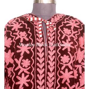 Nouvelle veste courte matelassée pour femme en velours fait main, broderie Suzani, taille unique, coton tissé écologique, cadeau pour femme - Product Image 3