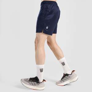 Short de basket-ball en maille 100 % polyester bleu marine GA Fusion avec taille élastique et logo décoratif pour l'entraînement en salle de sport - Product Image 3