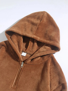 Sweat-shirts à demi-zip personnalisés pour hommes, streetwear surdimensionné, 100% coton, logo personnalisé, chaud, hiver, unisexe, vente en gros d'usine - Product Image 3