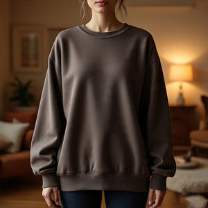 Sudaderas de lana Polar de peso pesado para mujer, suéter de lana de cuello redondo de alta calidad, sudaderas polares transpirables holgadas para mujer - Product Image 6