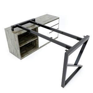 Mesa de Estilo Industrial KConcept de 140x70cm con Patas de Metal de Latón para Comedor, Cocina, Muebles para Hospital - Product Image 1