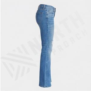 Jeans de Mezclilla Desgastados Originales para Mujer, Corte Bootcut, Bolsillos Casuales, Jeans de Mezclilla Transpirables de la Mejor Calidad, Estilos de Color Personalizados - Product Image 3