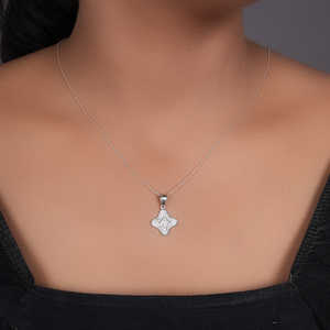 <b>925</b> <b>Silver</b> <b>Necklace</b> Cubic Zirconia Flower Pendant Rhodium Geometric Pattern Freshwater Rose Gold Christian Symbol for Women - Product Image 4