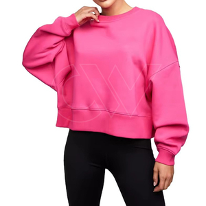 เสื้อสเวตเตอร์คอกลมสำหรับผู้หญิงขนาดใหญ่ดีไซน์ใหม่เสื้อสเวตเตอร์แบบเรียบสำหรับผู้หญิงเสื้อสวมหัวแฟชั่นทรงหลวมดีไซน์ใหม่ - Product Image 6