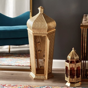 Large Metal Moroccan Hexagon <b>Floor</b> Lanterns Die-Cut Aesthetic Cutwork <b>Candle</b> <b>Holder</b> Handmade Home Decoration Eid Christmas - Product Image 1