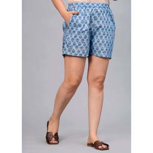 Women's Blue Printed Leisure Wear Night Suit with <b>Elastic</b> Waist Custom Logo Soft Woven Fabric for Home Use - Product Image 5