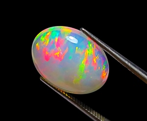 Piedra cabujón de ópalo etíope natural, gemas de ópalo de fuego múltiple, cabinas de forma Ovalada para colgantes y joyería fina - Product Image 3