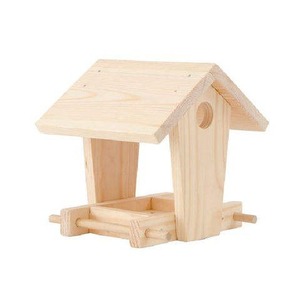Comedero de pájaros de madera con acabado natural, casa de descanso para alimentar jardín, hogar, pared decorativa, comederos de pájaros montados en árboles, casa - Product Image 3