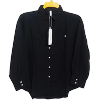 Kemeja Pria Lengan Panjang 100% Katun Satin Kerah Turun Kancing Tunggal Kasual Formal Polos Bernapas