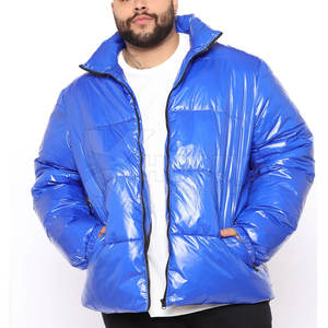 2025 <b>Mens</b> Outdoor Puffer Jacket Custom High Street Style Warm Waterproof Quilted Design Stand Collar <b>Blue</b> Winter Streetwear - Product Image 4