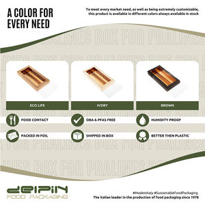 Boîte à pralines personnalisable en carton rectangulaire jetable de luxe fabriquée en Italie Boîte à chocolat Boîte à pâtisserie avec fenêtre - Product Image 3