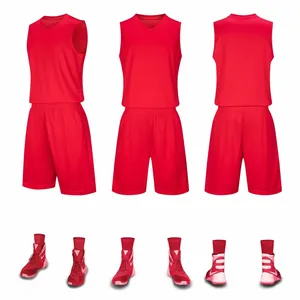 Nouvel ensemble d'uniformes de basket-ball de couleur unie, veste d'entraînement pour hommes, imprimable, vêtements de compétition pour adultes et enfants - Product Image 1