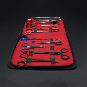 Juego de instrumentos quirúrgicos reutilizables manuales profesionales de acero inoxidable de 10 piezas con mango de color que incluye Kit de tijeras hemostáticas - Product Image 2