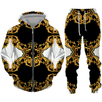 Conjunto Deportivo de Otoño para Hombre con Estampado 3D de Gato, Camiseta de Manga Larga y Pantalones, Conjunto de 2 Piezas, Sudadera Holgada, Ropa Masculina