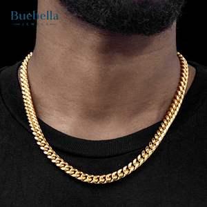 Collier Hip Hop en argent sterling 925 plaqué or 18 carats pour homme, style rappeur, chaîne cubaine Miami 12mm, bijoux en moissanite - Product Image 2