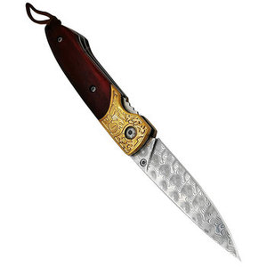 Couteau de poche à lame en acier damassé fait à la main avec manche en bois personnalisable prix de gros OEM - Product Image 5