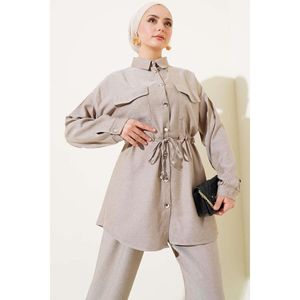 Ensemble de 2 pièces avec double poche poitrine en métal boutonné Beige - Product Image 2