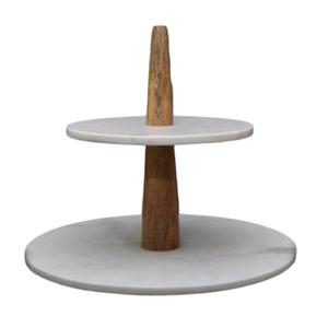 <b>Marble</b> And Wood <b>Cake</b> <b>Stand</b> For Kitchen Use Fancy <b>Cake</b> <b>Stand</b> With White <b>Marble</b> And Wood Finished Kitchenware item - Product Image 2