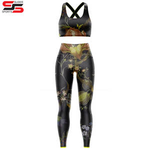 Sublimación con estampado de flores, diseño personalizado, sujetador para mujer, mallas, ropa activa, 2 uds., sujetador deportivo para mujer y mallas, conjuntos de Yoga - Product Image 1