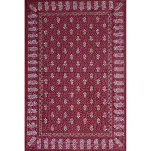 Parure de lit simple en coton 180 TC bordeaux avec 1 taie d'oreiller, motifs ethniques, ensemble 3 pièces, draps-housses pour usage domestique - Product Image 3