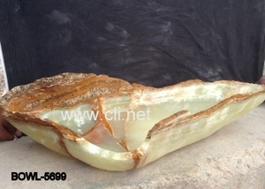 Cuisine moderne Bols à usage hôtelier Forme libre irrégulière avec bord brut Surface polie Marbre onyx à faible coût du Pakistan - Product Image 5