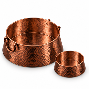 Ensemble de 2 bacs à pédicure modernes et durables en cuivre martelé avec poignées, bassin de spa pour les pieds en métal de luxe - Product Image 1