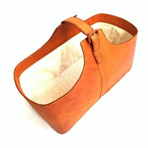 The Rustic Rattan Revival Leather <b>Log</b> <b>Carrier</b> & Magazine Basket Homestead Full-Grain Leather Firewood & Blanket Tote - Product Image 6