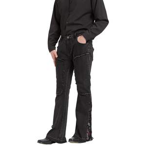 Pantalons de haute qualité avec logo personnalisé Streetwear Joggers Pantalons pour hommes en polaire à impression bouffante et évasée Pantalons pour hommes droits à rayures incurvées - Product Image 2