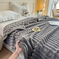 Couverture en peluche à rayures larges épaisse et solide, imperméable, chauffante, portable, multifonctionnelle pour lit, canapé, sieste