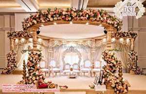 Luxe Maharani mariage Mandap décoration glamour fleur décoration mariage indien Mandap grand mariage Jali pilier Mandap USA - Product Image 6