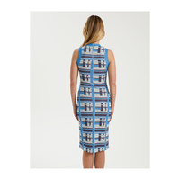 Robe midi tricotée sans manches pour femme, simple, décontractée, respirante, à motifs, très colorée, avec détails décoratifs, sans poches