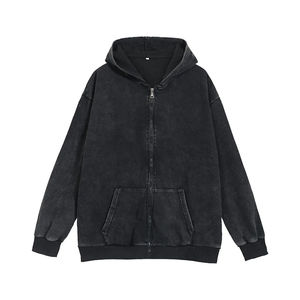 Sweats à capuche zippés brodés en coton 100% écologique, effet délavé et vieilli, pour garçons - Product Image 5