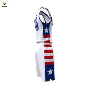 Uniformes de basket-ball respirables bleus et blancs faits sur commande d'OEM plus la conception de sublimation imprimée par taille - Product Image 6