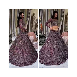 เสื้อผ้าพื้นเมืองอินเดียใหม่สวยงามเปิดตัว georgette lehenga choli มีลำดับและงานปัก - Product Image 1