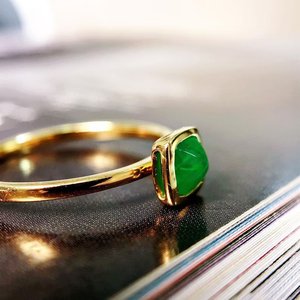 Anillo de oro de 14 quilates de moda para mujer, piedra Esmeralda zambiana Natural, fiesta, aniversario, piedra natal, celebración, boda y compromiso - Product Image 5