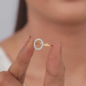 แหวนเพชรทรงกลมที่สร้างขึ้นในห้องปฏิบัติการ ประดับด้วยทองคำ - Product Image 3