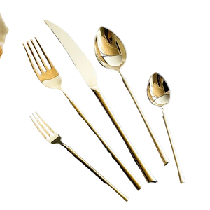 Juego de cubiertos y cubiertos ecológicos de color dorado de diseño de tendencia con utensilios de cocina de acero inoxidable de primera calidad - Product Image 1