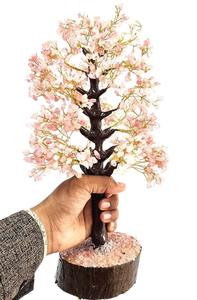Sculpture d'arbre de l'amour en pierres précieuses faites à la main de qualité supérieure, décoration d'intérieur Feng Shui, 1000 copeaux de quartz rose, style fée, mascotte MUNTAHA - Product Image 4