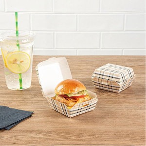 Mini boîtes à hamburger de 2.8x2.8x2 pouces, récipients alimentaires-couvercle à charnière, jetables, boîtes à emporter en papier à carreaux, curseurs de service - Product Image 4