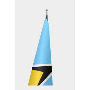 Drapeau d'intérieur officiel de Sainte-Lucie, imprimé numériquement en polyester et soie, avec mât en aluminium pour décoration de voiture - Product Image 3