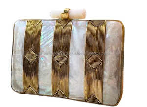 <b>Hot</b> Selling High Quality Mother of Pearl Handcrafted Evening Clutch Purse for Women Luxury <b>Stone</b> Pattern Handbag - Product Image 2