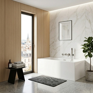 Bañera Esquinera FW-C-6032R22 de Acrílico, Color Blanco, Garantía de 2 Años, para Baños Residenciales con Diseño Moderno, Alta Calidad - Product Image 1