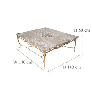 Mesa de Centro de Lujo con Tapa de Mármol Premium y Base de Latón Intrincada, Perfecta para Decoración Elegante de Sala de Estar - Product Image 4