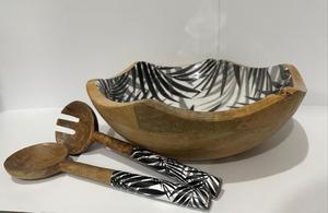 Cuenco de madera de mango para servir, diseño de hoja esmaltada en el interior, perfecto para servir bocadillos de frutas o agregar encanto a la decoración de su mesa de abeto - Product Image 6