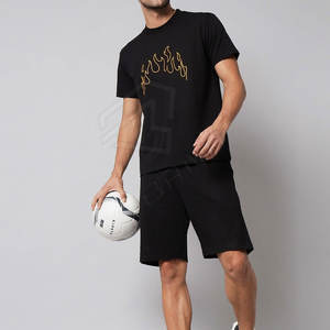 Conjuntos cortos para hombre, ropa de verano de diseño, chándal para hombre, conjunto de pantalones cortos, color negro, fabricado por Pakistán - Product Image 5