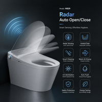 Toilette intelligente monobloc en céramique moderne avec siège chauffant automatique, télécommande, drainage en S, installation au sol