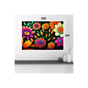 Grande table rectangulaire en MDF 70x50cm, cadre imprimé de qualité, motif floral coloré et résistant à la décoloration, accessoire de décoration intérieure - Product Image 5