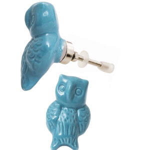 Artesanías King Turquesa Perillas de cerámica Industrial CK 558 Búho Cajón Gabinete Manija Tiradores para cocina Armario Dormitorio Tocador - Product Image 2