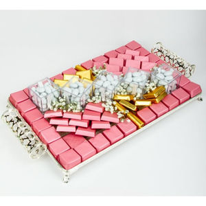 Plateau à chocolat en métal argenté de qualité supérieure avec poignée Plateau à chocolat pour la décoration intérieure à bas prix - Product Image 1
